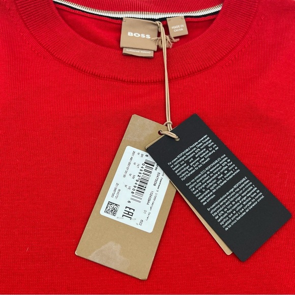 BOSS Hugo Boss Red Superfine Merino Wool Sweater – Size Medium – New with Tags - Picture 2 of 12